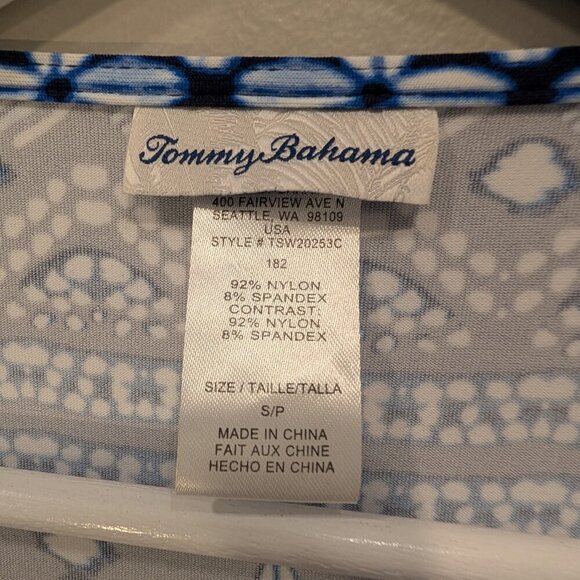 Tommy Bahama Dress Blue White Stretch Beach Pool Lounge Lunch Brunch - Size S - Picture 5 of 6